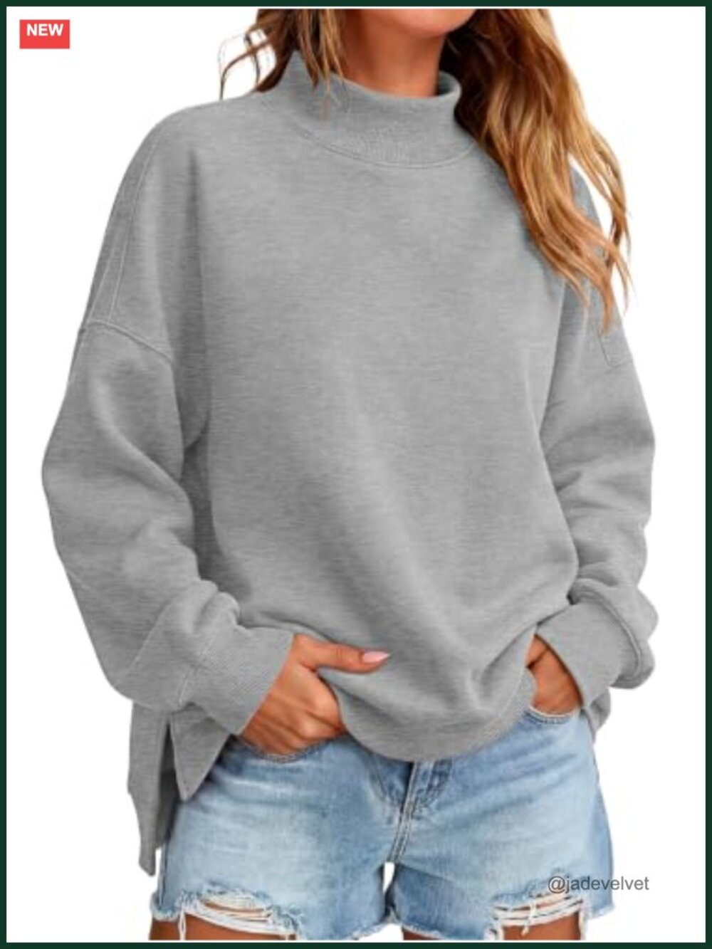 Women's Mock Neck Oversized Sweatshirt Rayon Polyester Pullover